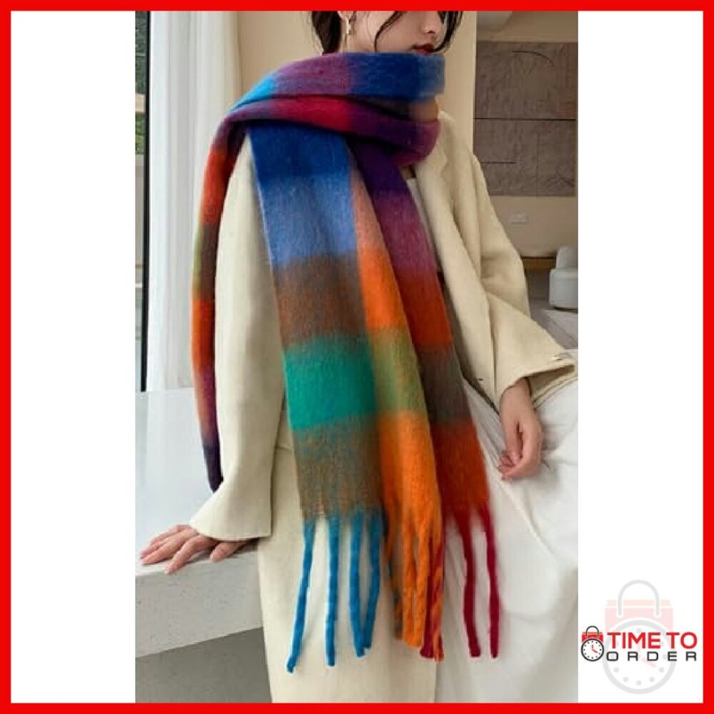 Extra Large Thick Winter Scarf Shawl Blanket Wrap Soft Warm Plaid - Picture 5 of 8